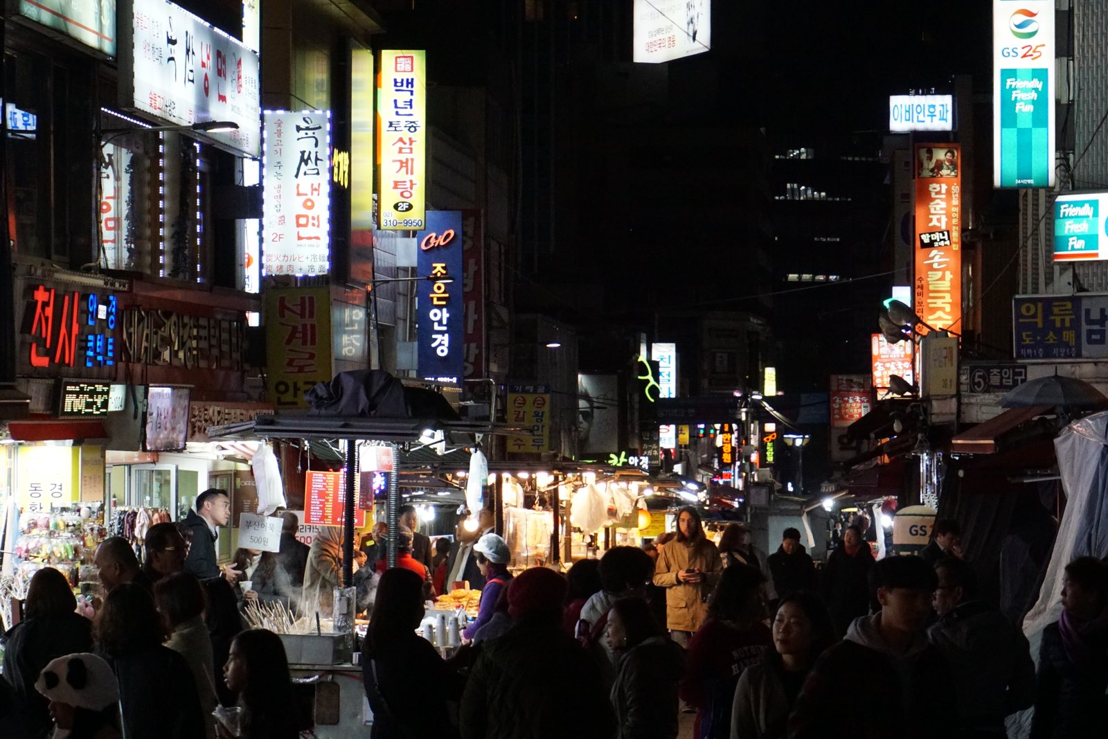 Namdaemun Market's main street at night, Seoul