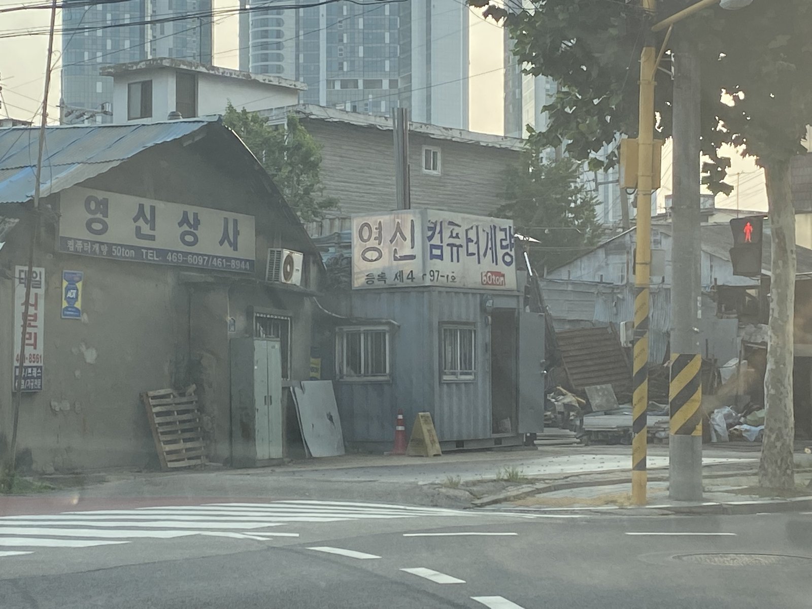 Red-brick industrial buildings along a street in Seongsu-dong, Seoul