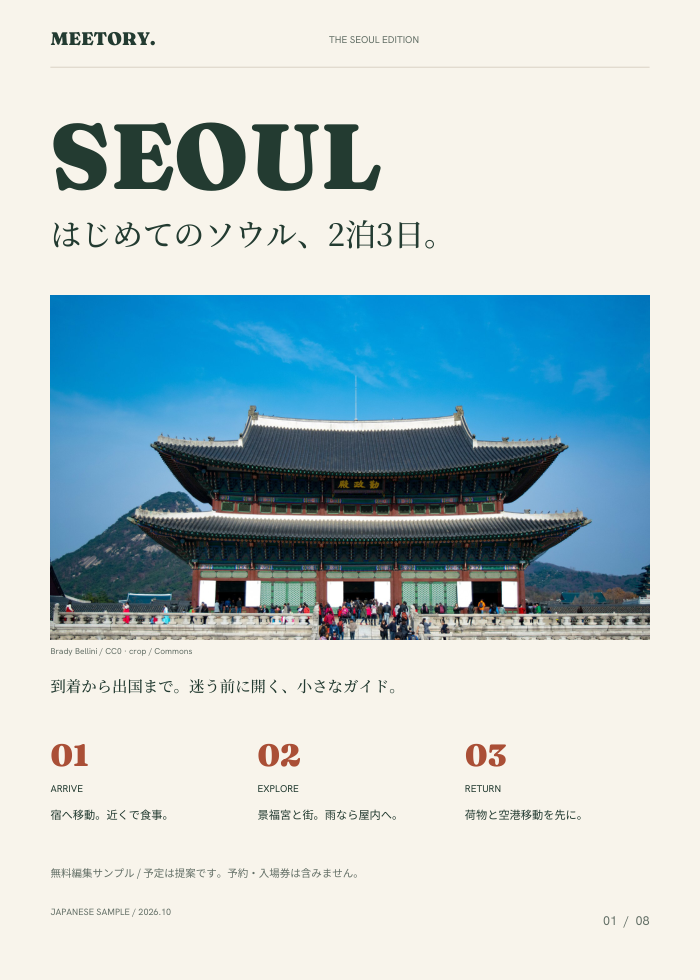 Korea travel guidebook / 1 / 8 / Free sample · Japanese